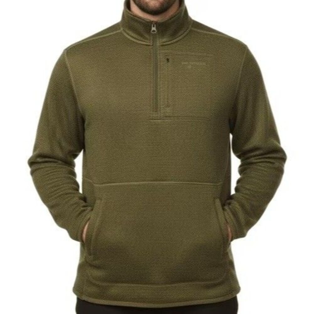 Merrell Mens Large 1/4 Zip Knit Fleece Pullover Sweater Jacket Green NWT